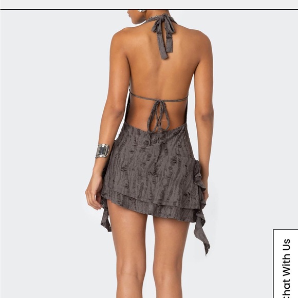 Brown Halter Backless Dress - Picture 2 of 5